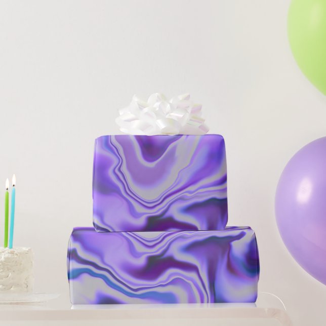Papier Cadeau Bleu et violet élégant marbre numérique Abstrait (Cadeaux de fête)