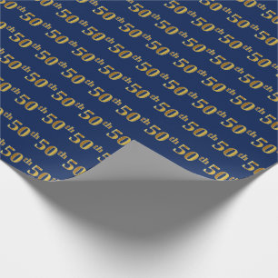 Papier Cadeau Bleu, événement d'or cinquantième de Faux