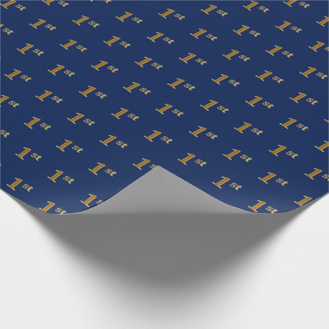 Papier Cadeau Bleu, Faux Gold 1er (Premier) Enveloppement d'évén (Coin)