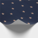 Papier Cadeau Bleu foncé et rose or métallisé pailleté étoiles c<br><div class="desc">papier d'emballage personnalisé</div>