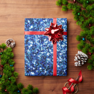 Papier Cadeau Bleu foncé profond brillant faux paillettes scinti