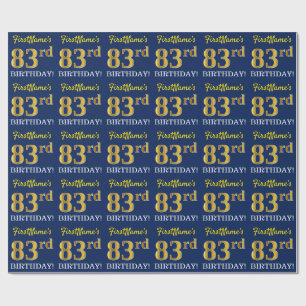 Papier Cadeau Bleu, Imitation or Look "83ème anniversaire"