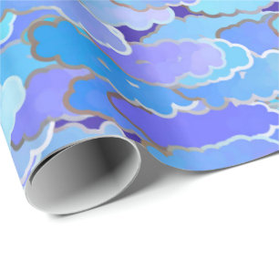 Papier Cadeau Bleu japonais de nuages, de crépuscule, de