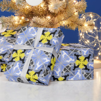 Papier Cadeau Bleu jaune Grand Danois