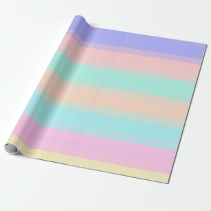 Papier Cadeau Bleu Jaune Rose Vert Pastel Rayures Motif