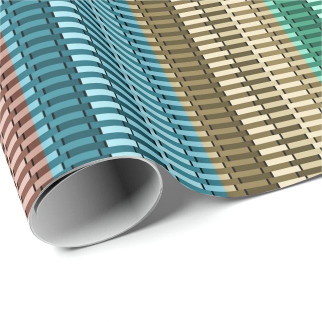 Papier Cadeau Bleu Jaune Vert Rouge Design Moderne Chic Motif (Coin rond)