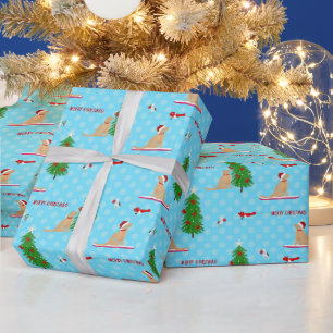 Papier Cadeau Bleu Jour de Plage de Noël Doré
