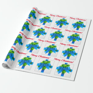 Papier Cadeau Bleu Joyeux cadeau de Noël