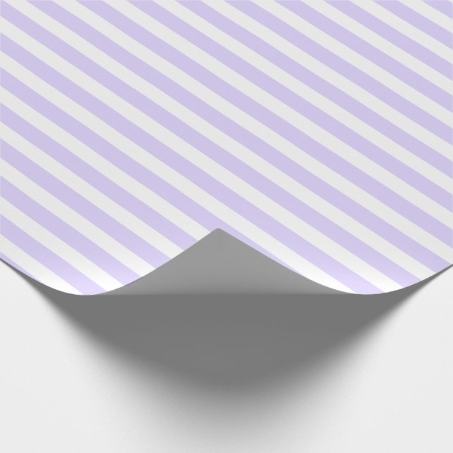Papier Cadeau Bleu Lavande et Blanc Simple Rayures Horizontales (Coin)