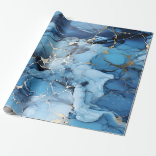 Papier Cadeau Bleu marbre