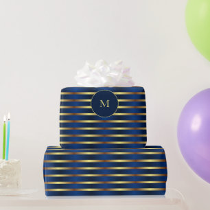 Papier Cadeau Bleu Marine Et Grèves D'Or Noël