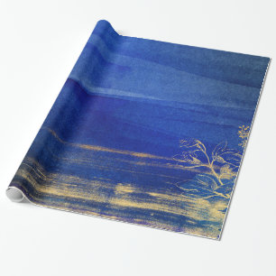 Papier Cadeau Bleu marine et or