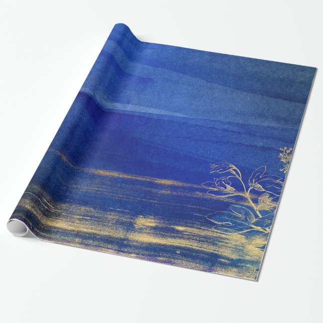 Papier Cadeau Bleu marine et or (Déroulé)
