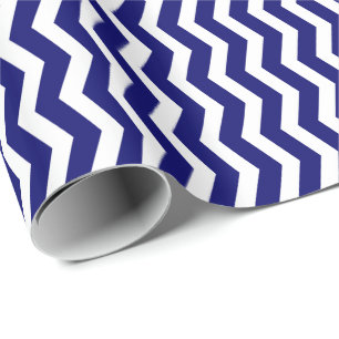 Papier Cadeau Bleu marine et rayure chevron blanc