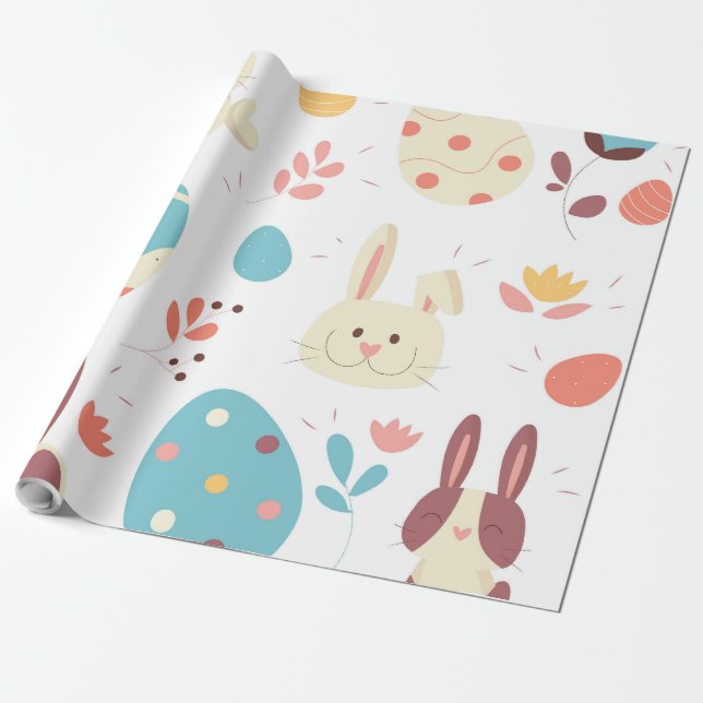 Papier Cadeau Bleu mignon et oeufs de pâques (Déroulé)