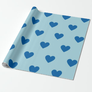 Papier Cadeau Bleu mignon simple Motif de coeur