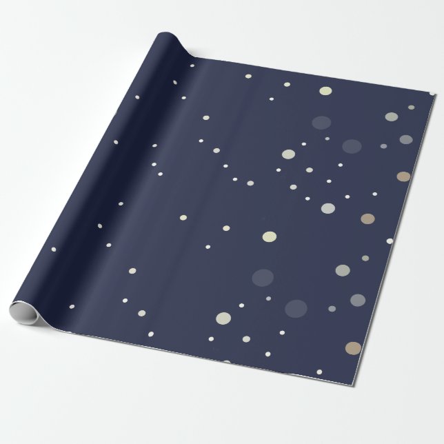 Papier Cadeau Bleu minuit avec motif à points modernes (Déroulé)