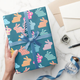 Papier Cadeau Bleu Motif Bleu de Pâques