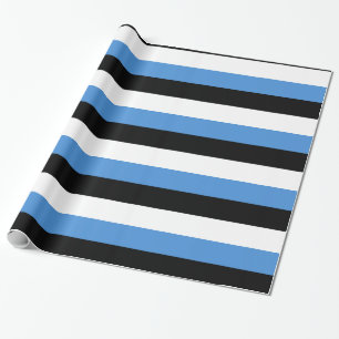 Papier Cadeau Bleu noir Blancs rayures