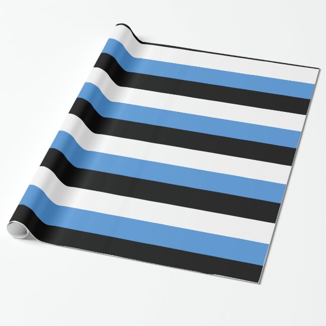 Papier Cadeau Bleu noir Blancs rayures (Déroulé)