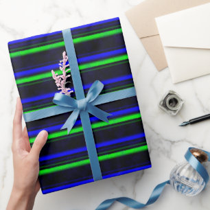 Papier Cadeau Bleu Noir Grandes Vertes