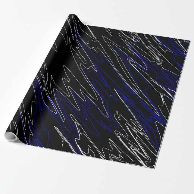 Papier Cadeau Bleu noir marbré (Déroulé)