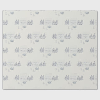 Papier Cadeau Bleu Nostalgique de Noël