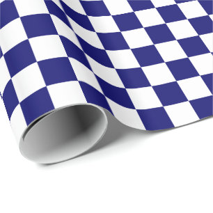 Papier Cadeau Bleu Nuit et Blanc à Damier