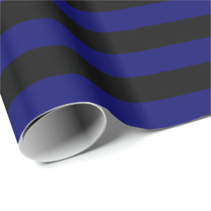Papier Cadeau Bleu Nuit et Rayure Noire