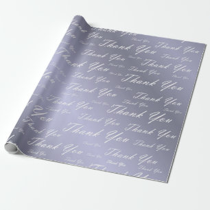 Papier Cadeau bleu, or, argent, merci + vous, fleurs, floral,