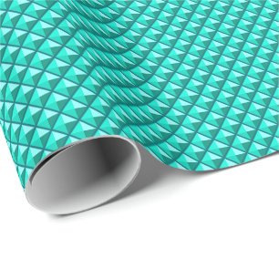 Papier Cadeau Bleu paon, aspect émail, grille cloutée