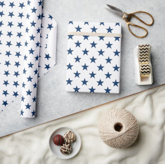 Papier Cadeau Bleu Patriotique Étoiles Américain