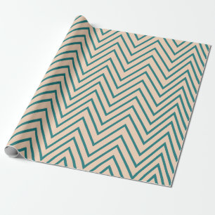 Papier Cadeau Bleu Pêcher Bleu Chevron Bande