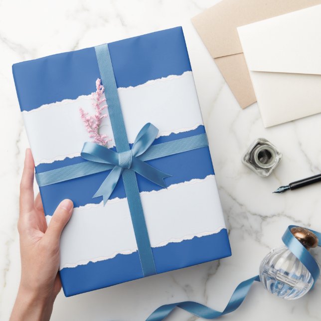 Papier Cadeau Bleu Perturbé Blancs Faux Écrasé (Cadeaux)