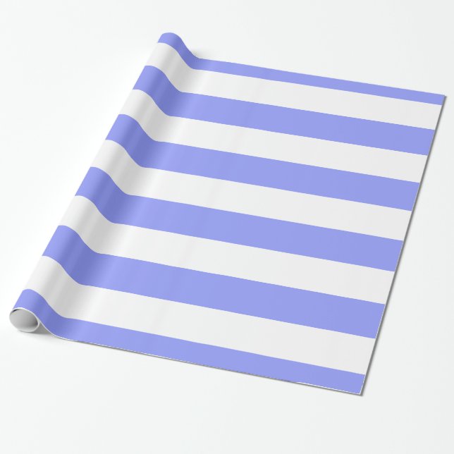 Papier Cadeau Bleu pervenche, motif à rayures blanches XL (Déroulé)
