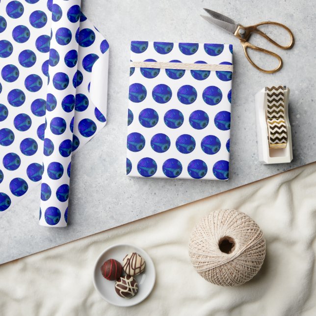Papier Cadeau Bleu Polka Dot Pelouse Bowles, (Artisanat)