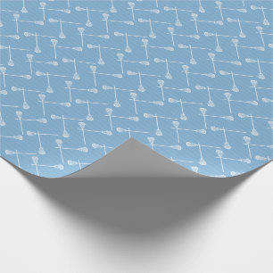 Papier Cadeau Bleu Poudre Crosse Blancs Blancs
