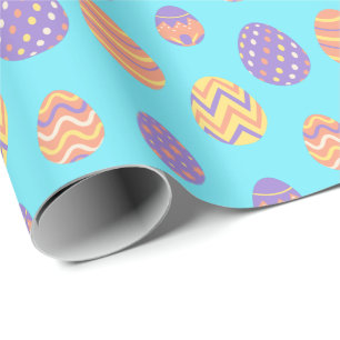 Papier Cadeau Bleu printanier coloré pour les oeufs de Pâques