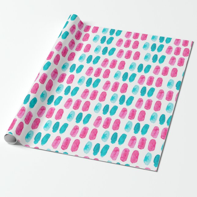 Papier Cadeau Bleu rose. Motif de peinture Abstrait (Déroulé)