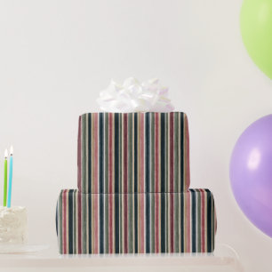 Papier Cadeau Bleu Rouge Vert Rayures Anniversaire