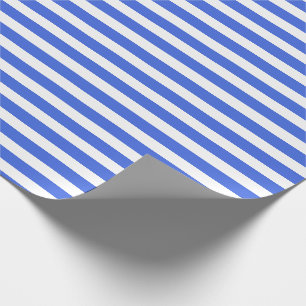 Papier Cadeau Bleu Royal Blanc Simple Rayé Horizontal