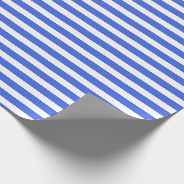 Papier Cadeau Bleu Royal Blanc Simple Rayé Horizontal (Coin)