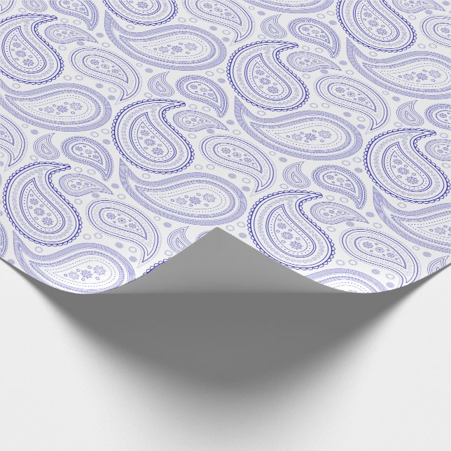 Papier Cadeau Bleu royal de Paisley sur le papier d'emballage (Coin)