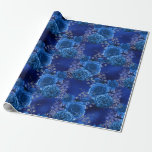 Papier Cadeau Bleu Royal et Fleurs Argentées<br><div class="desc">Papier d'emballage floral aquarelle vintage avec bleu royal et argent tendance.</div>