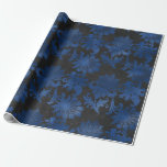 Papier Cadeau Bleu Royal, Noir et Floral Argenté<br><div class="desc">Papier d'emballage floral à l'aquarelle vintage rustique aux accents de bleu royal, noir et argent.</div>