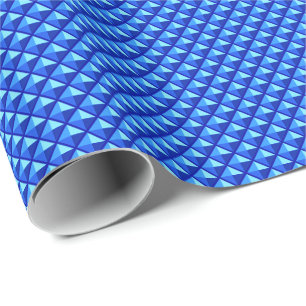 Papier Cadeau Bleu saphir, aspect émail, grille cloutée