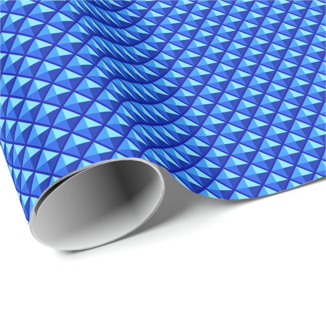 Papier Cadeau Bleu saphir, aspect émail, grille cloutée (Coin rond)
