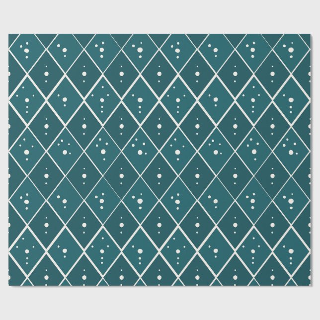 Papier Cadeau Bleu sarcelle diamant moderne scandinave (Plat)