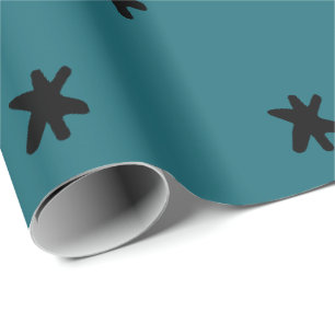 Papier Cadeau Bleu sarcelle Turquoise Vert Moderne et motif noir