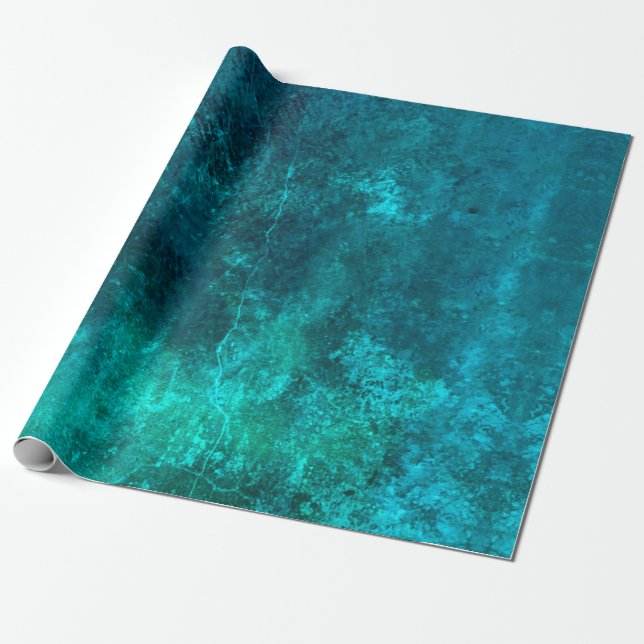 Papier Cadeau bleu sarcelle vert profond saturé texture rustique (Déroulé)